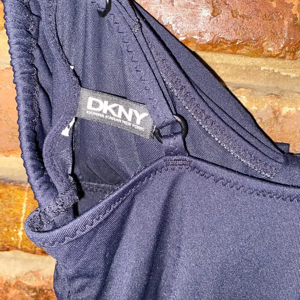 DKNY Black Bow Front One-Piece Ruched Swim Bathing Suit Women's Sie Small - Picture 5 of 5